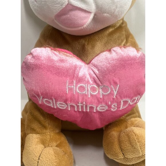 Valentine’s Day Puppy Plush Tan & Pink Heart Dog 15” - Picture 4 of 13